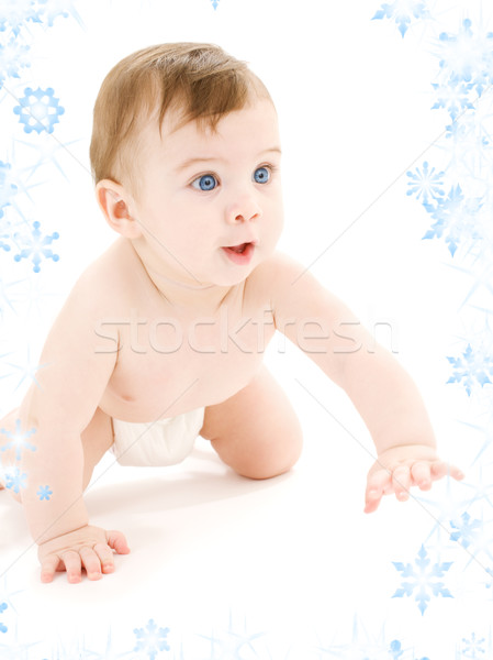 Kriechen Baby Junge Windel hellen Bild Stock foto © dolgachov