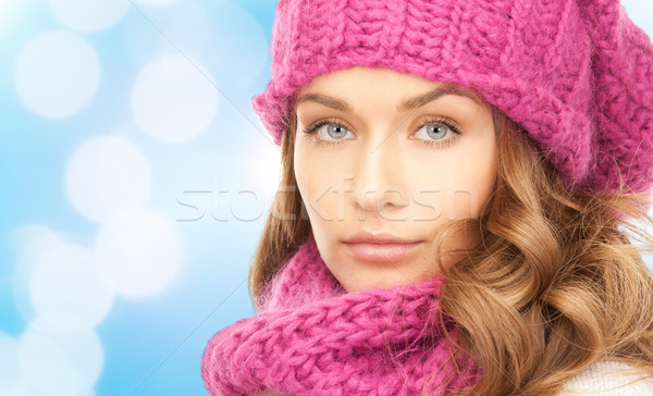 close up of young woman in winter clothes Stock photo © dolgachov