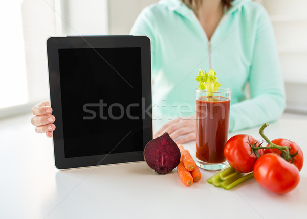 Stockfoto: Vrouw · groenten · gezond · eten · technologie