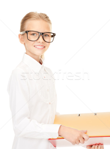 elementary school student with folders Stock photo © dolgachov