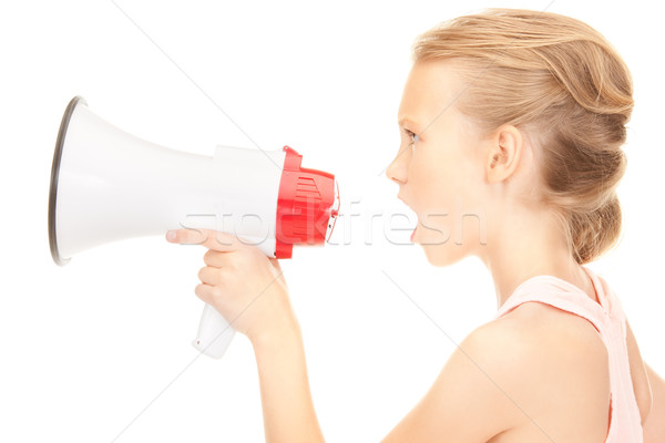 Stock photo: girl with megaphone