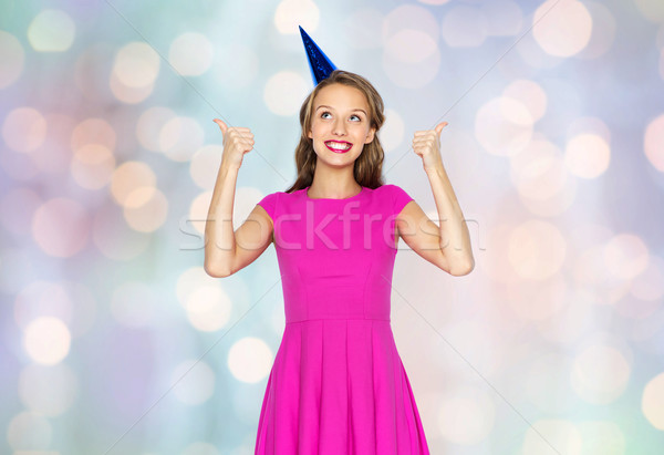 快樂 年輕女子 十幾歲的女孩 舞會 帽 人 商業照片 © dolgachov