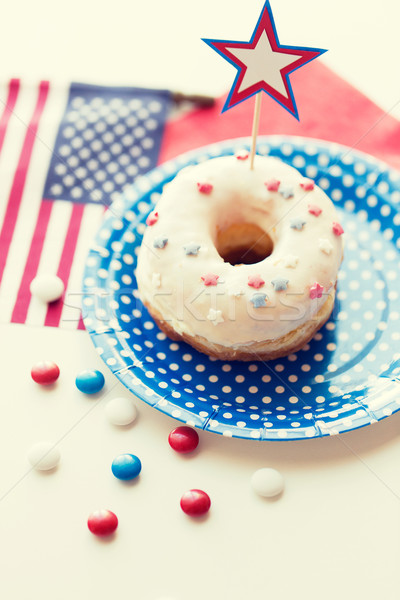 donut with star decoration on independence day Stock photo © dolgachov