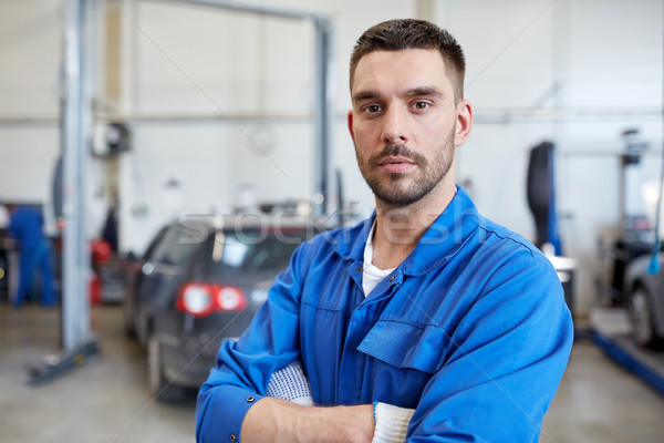 auto mechanic man or smith at car workshop Stock photo © dolgachov