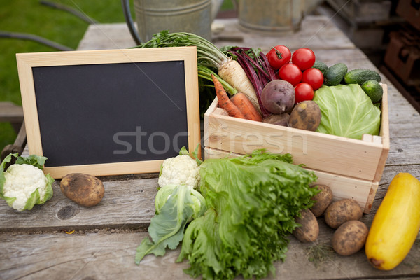 Legumes quadro-negro fazenda colheita comida Foto stock © dolgachov
