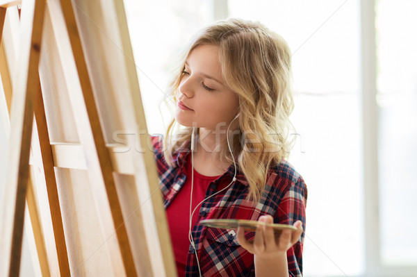Zdjęcia stock: Student · dziewczyna · sztaluga · malarstwo · sztuki · szkoły