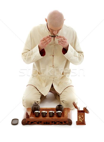 Thee ceremonie meester foto witte tabel Stockfoto © dolgachov