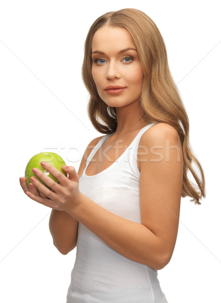 Donna verde mela foto bella donna frutta Foto d'archivio © dolgachov