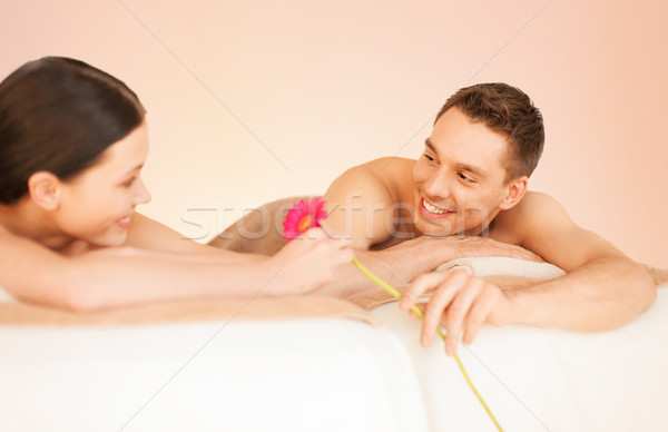 Casal estância termal quadro salão massagem mulher Foto stock © dolgachov