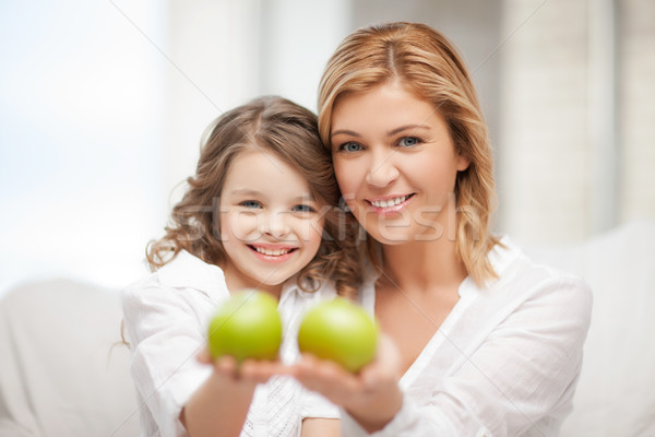 mother and daughter holding green apples Stock photo © dolgachov