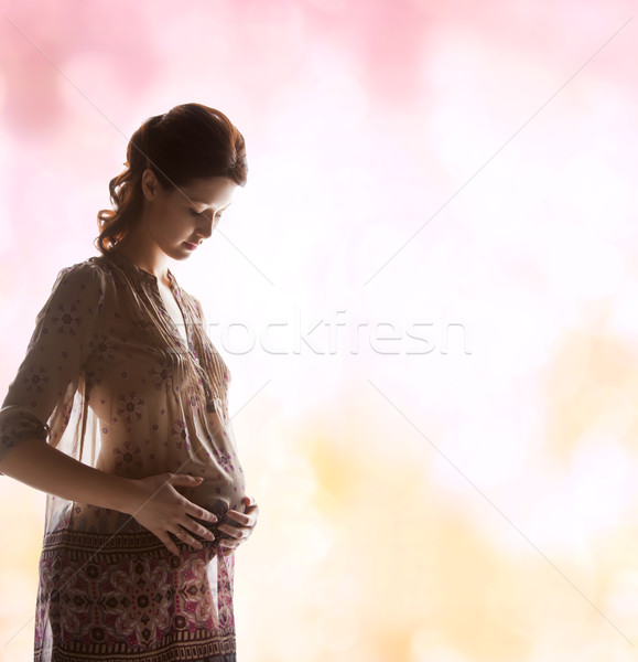 Silueta Foto embarazadas mujer hermosa familia maternidad Foto stock © dolgachov