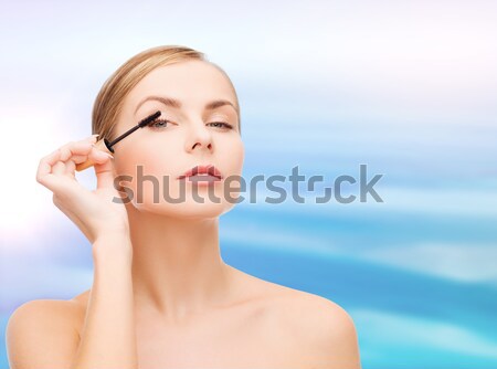 Mooie vrouw mascara cosmetica gezondheid schoonheid Blauw Stockfoto © dolgachov