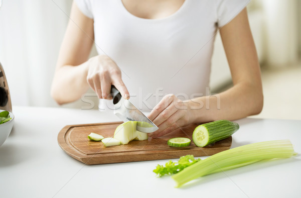 Foto stock: Mujer · verde · hortalizas · alimentación · saludable