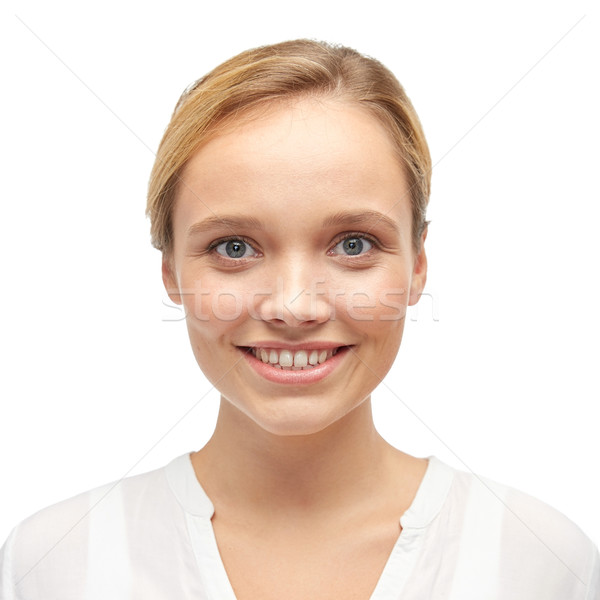 Glimlachend jonge vrouw tienermeisje shirt vrouwelijke geslacht Stockfoto © dolgachov