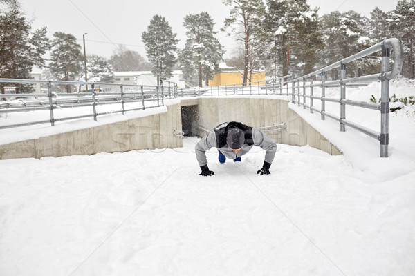 Stock photo: couple doing push-ups outdoors