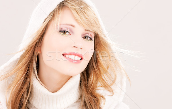lovely teenage girl in hoodie Stock photo © dolgachov
