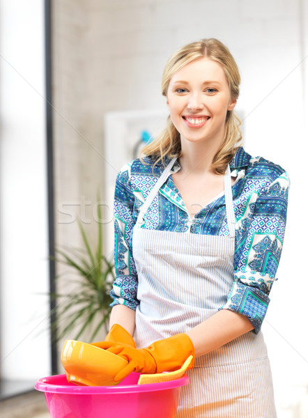 housewife washing dish at the kitchen Stock photo © dolgachov