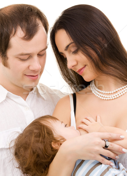 Stockfoto: Gelukkig · gezin · heldere · foto · witte · vrouw · familie