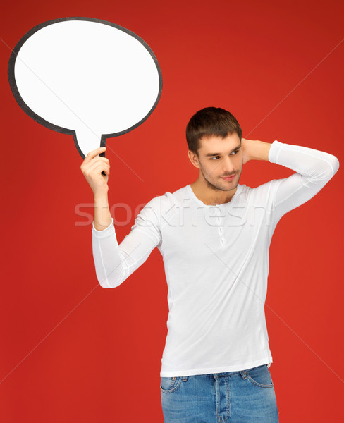pensive man with blank text bubble Stock photo © dolgachov