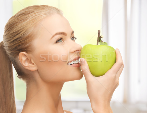 Mulher maçã belo mulher jovem fresco verde Foto stock © dolgachov