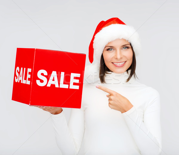 женщину помощник Hat красный продажи Сток-фото © dolgachov