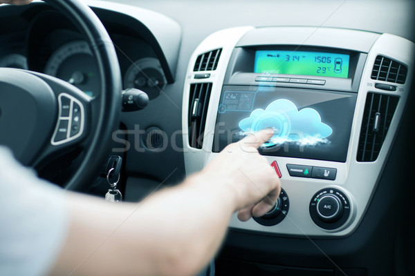 Adam araba kontrol paneli taşımacılık gelecek teknoloji Stok fotoğraf © dolgachov