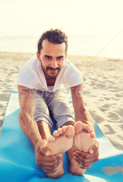 Foto d'archivio: Uomo · yoga · esterna · fitness · sport · persone