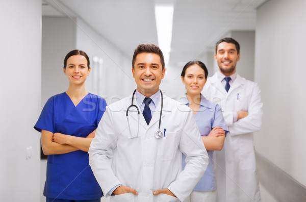 Heureux groupe médecins hôpital clinique profession [[stock_photo]] © dolgachov