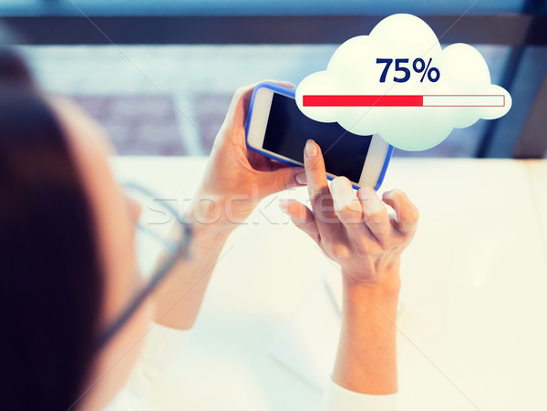 Frau Smartphone Cloud Computing Menschen Technologie Stock foto © dolgachov