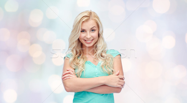 happy smiling young woman or teenage girl Stock photo © dolgachov