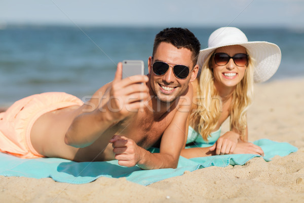 Glücklich Paar Badebekleidung Fuß Sommer Strand Stock foto © dolgachov