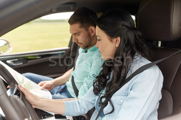 幸せ 男 女性 ロードマップ 運転 車 ストックフォト © dolgachov