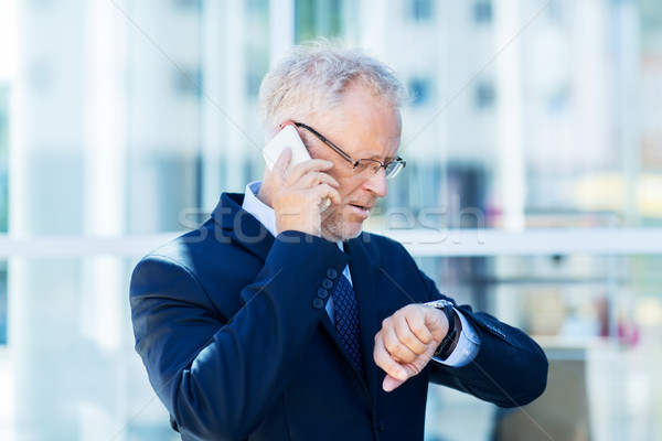 senior businessman calling on smartphone in city Stock photo © dolgachov