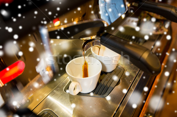 close up of espresso machine making coffee Stock photo © dolgachov