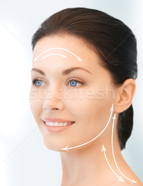 Stock photo: face and hands of beautiful woman
