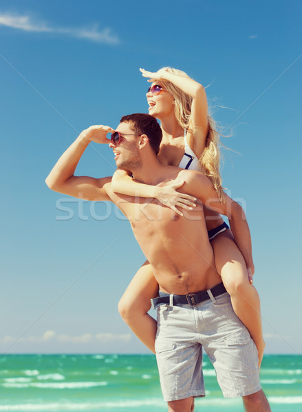 カップル ビーチ 画像 幸せ 女性 ストックフォト © dolgachov