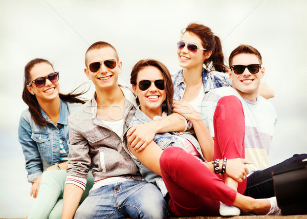 Stock photo: group of teenagers hanging out