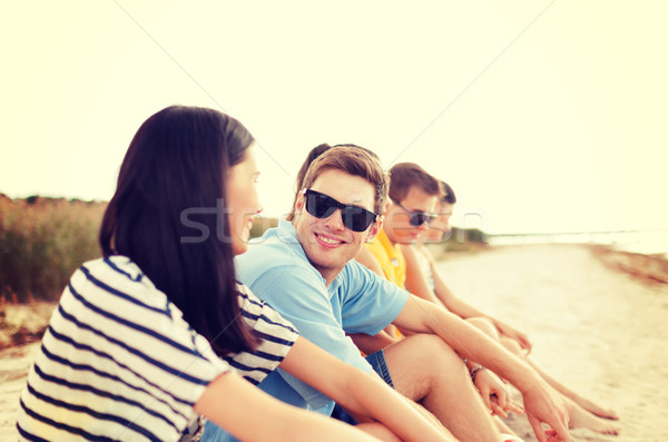 Stockfoto: Groep · vrienden · volleybal · team · strand · zomer