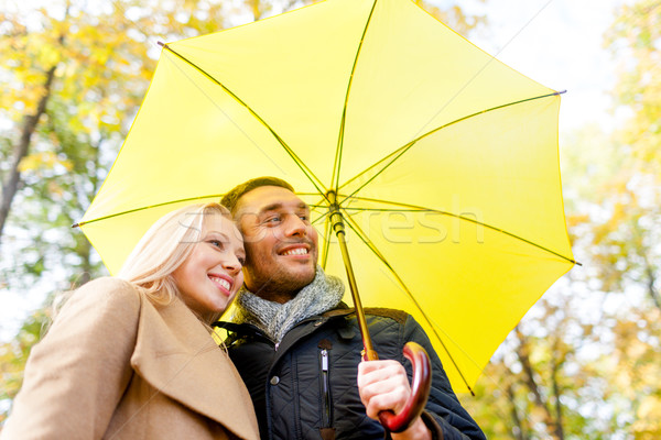 Souriant couple automne parc amour [[stock_photo]] © dolgachov