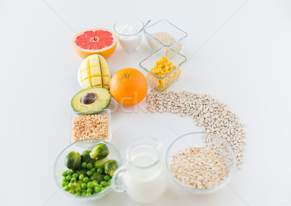 close up of food ingredients in letter b shape Stock photo © dolgachov