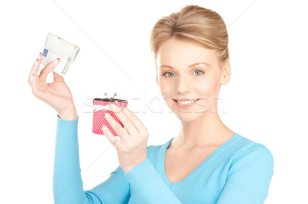 Frau Geldbörse Geld Bild Papier Gesicht Stock foto © dolgachov