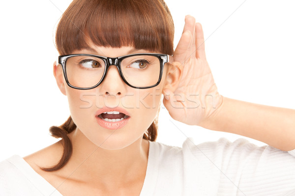 Pletyka fényes kép fiatal nő hallgat nő Stock fotó © dolgachov