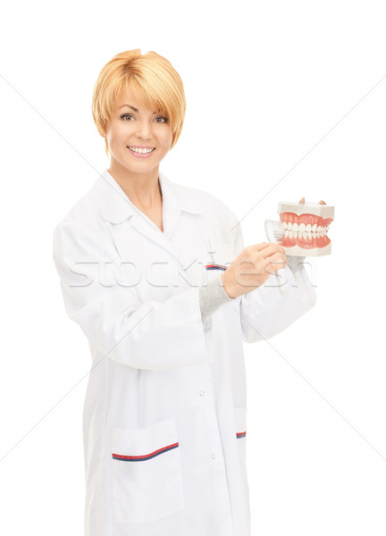 Médico cepillo de dientes Foto mujer atractiva mujer medicina Foto stock © dolgachov