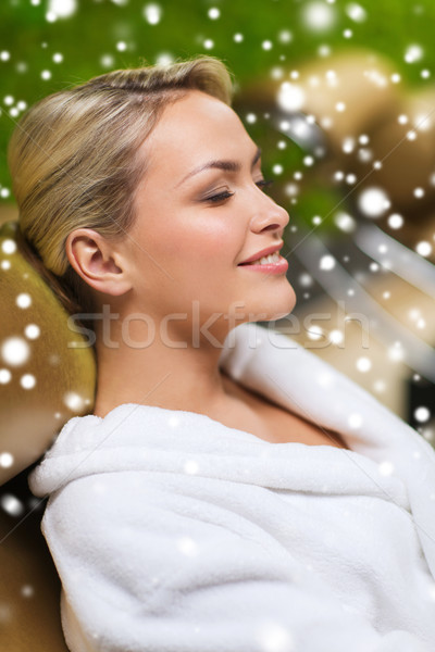 Foto stock: Mujer · sesión · bano · túnica · spa