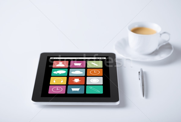 Toepassing iconen beker koffie business Stockfoto © dolgachov