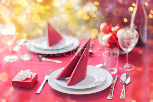 room with christmas tree and decorated table Stock photo © dolgachov