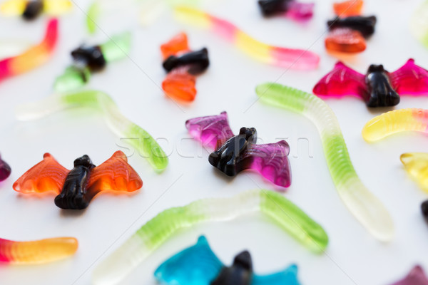 gummy worms and bet candies for halloween party Stock photo © dolgachov