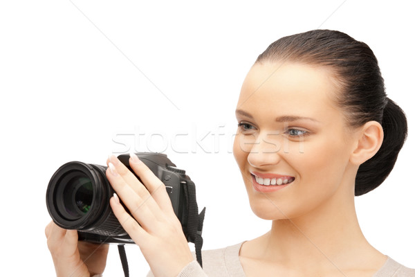 teenage girl with digital camera Stock photo © dolgachov