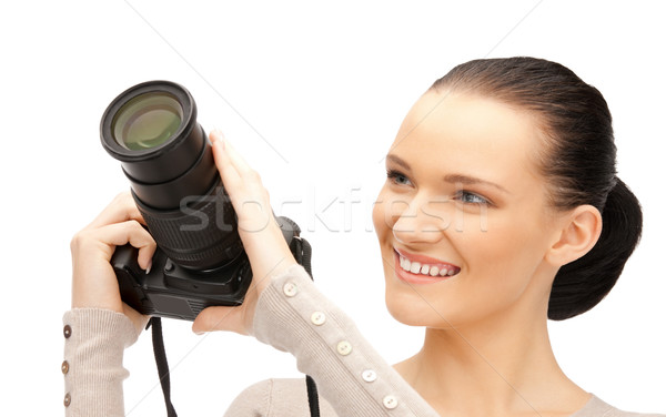 teenage girl with digital camera Stock photo © dolgachov