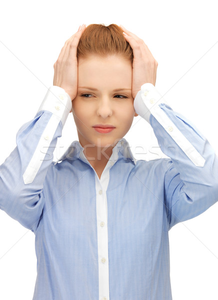Mutsuz kadın kafa eller stres Stok fotoğraf © dolgachov